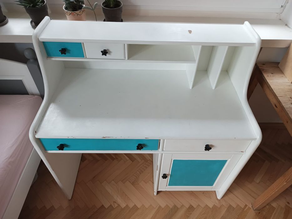 Biurko z nadstawką drewniane