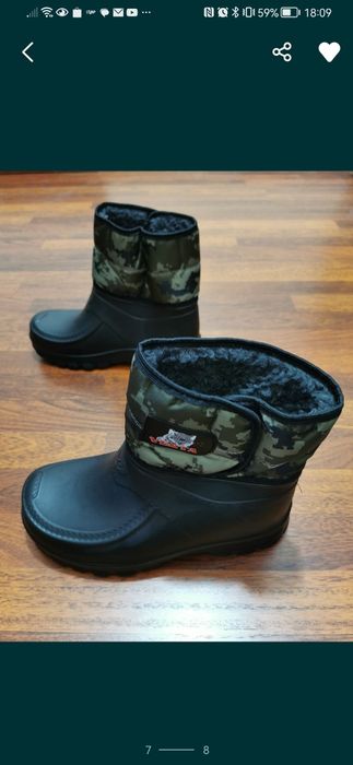 Kalosze Ocieplane Męskie Na Rzep Zimowe Wysokie Śniegowce