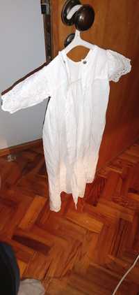 Vestido de criança branco c/Renda antigo-5E- Brincos flores1E Desde1E.