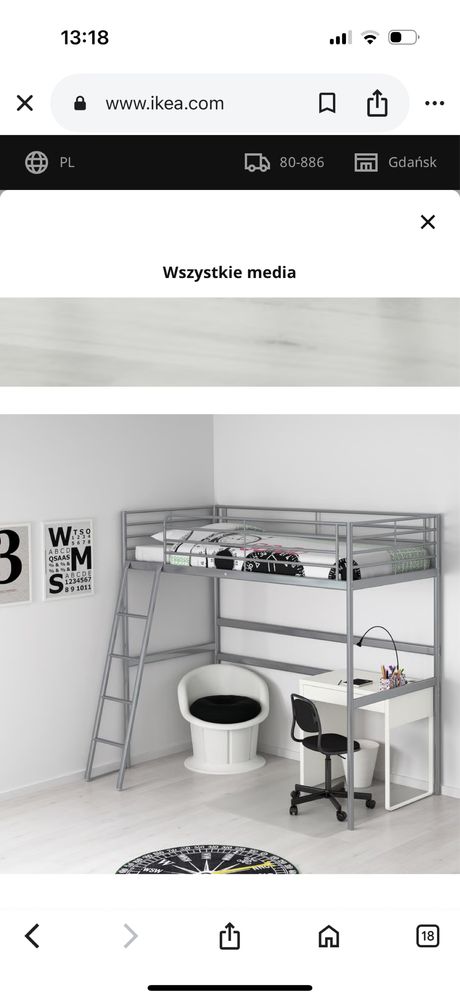 Łóżko piętrowe metalowe