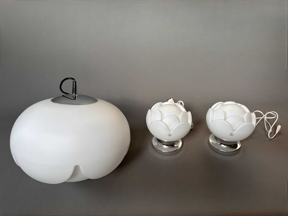 Peill&Putzler WaterLily Seerose lata 70 komplet lamp szkło opalinowe