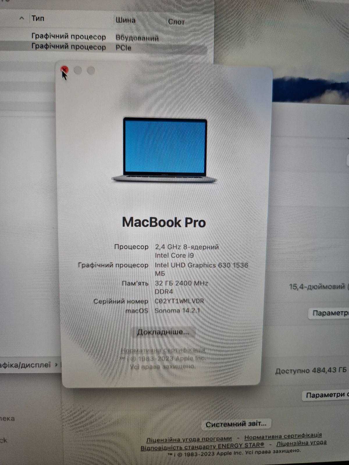 Macbook Pro 16 Core i9 2.9G/32gb/512/RadeonPro 560x 4gb
