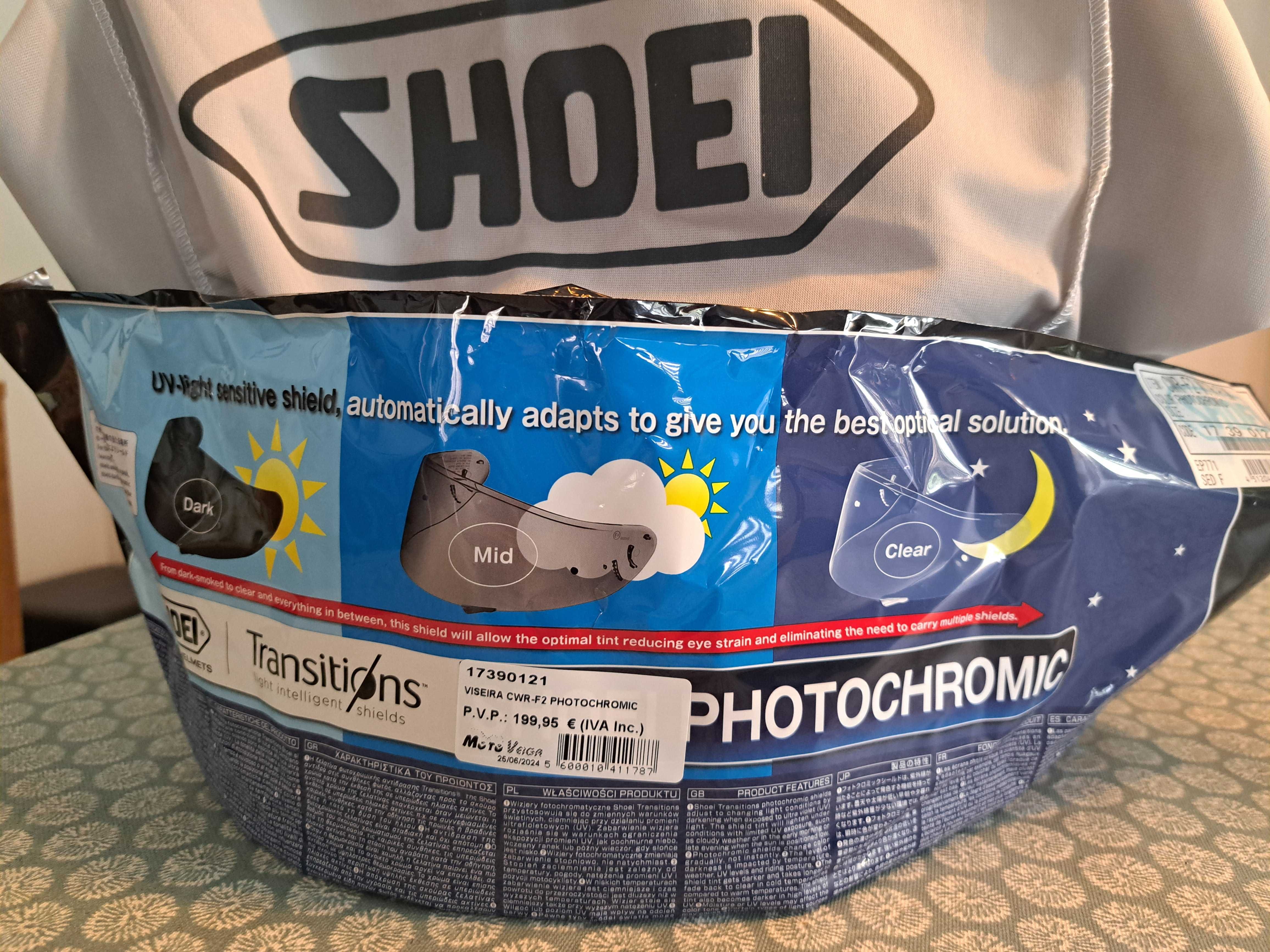 Capacete Shoei nxr2 preto + viseira photochromic + Intercom Cardo
