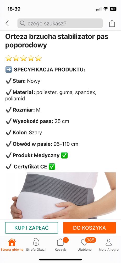 Pas ciążowy podtrzymujący Tynor