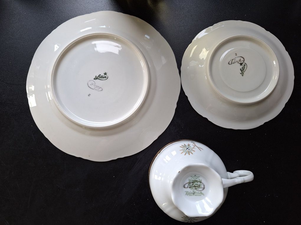 Trio śniadaniowe zestaw porcelana lettin weimar porzellan