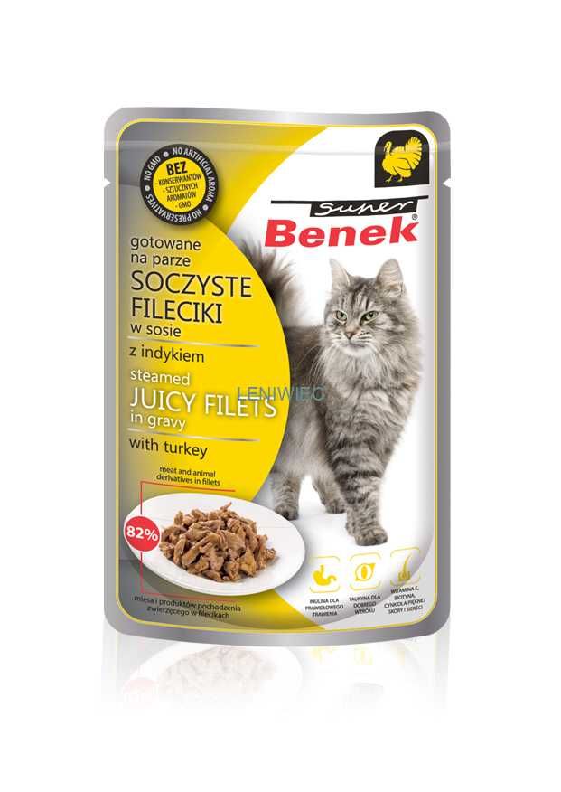 Super Benek Mokra Karma Fileciki w Sosie z Indykiem dla Kota 28x85g