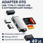 Wielofunkcyjny adapter OTG USB / Type-C / Micro-USB z czytnikiem kart