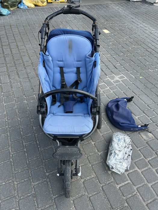 Wózek biegowy xlander niebieski torba oslona przeciwdeszczowa
