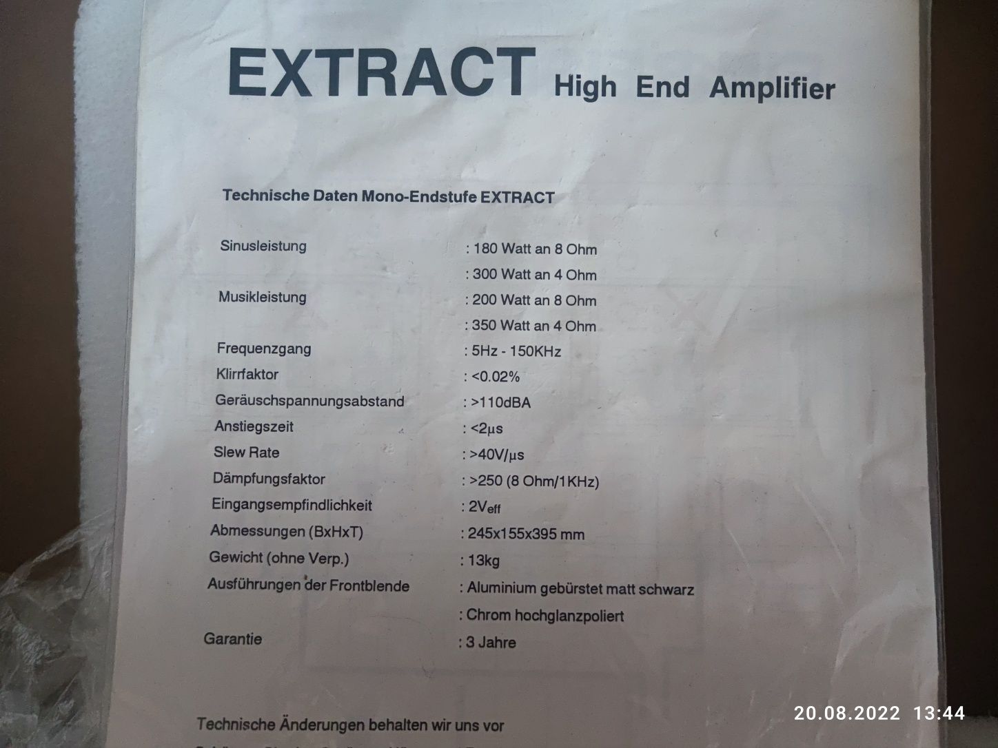 Monobloki Restek Extract -  Stan gabinetowy