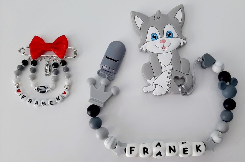 Zawieszka do smoczka gryzaczek i agrafka do wózeczka