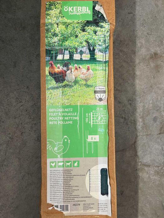 siatka dla drobiu kur kaczek gęsi, nieelektryczna 25m 106cm j. nowa