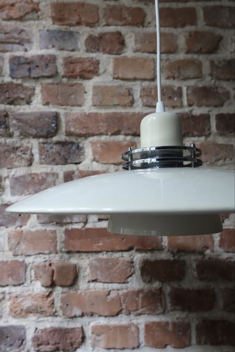 Biała duńska lampa wisząca Belid vintage space age 1980