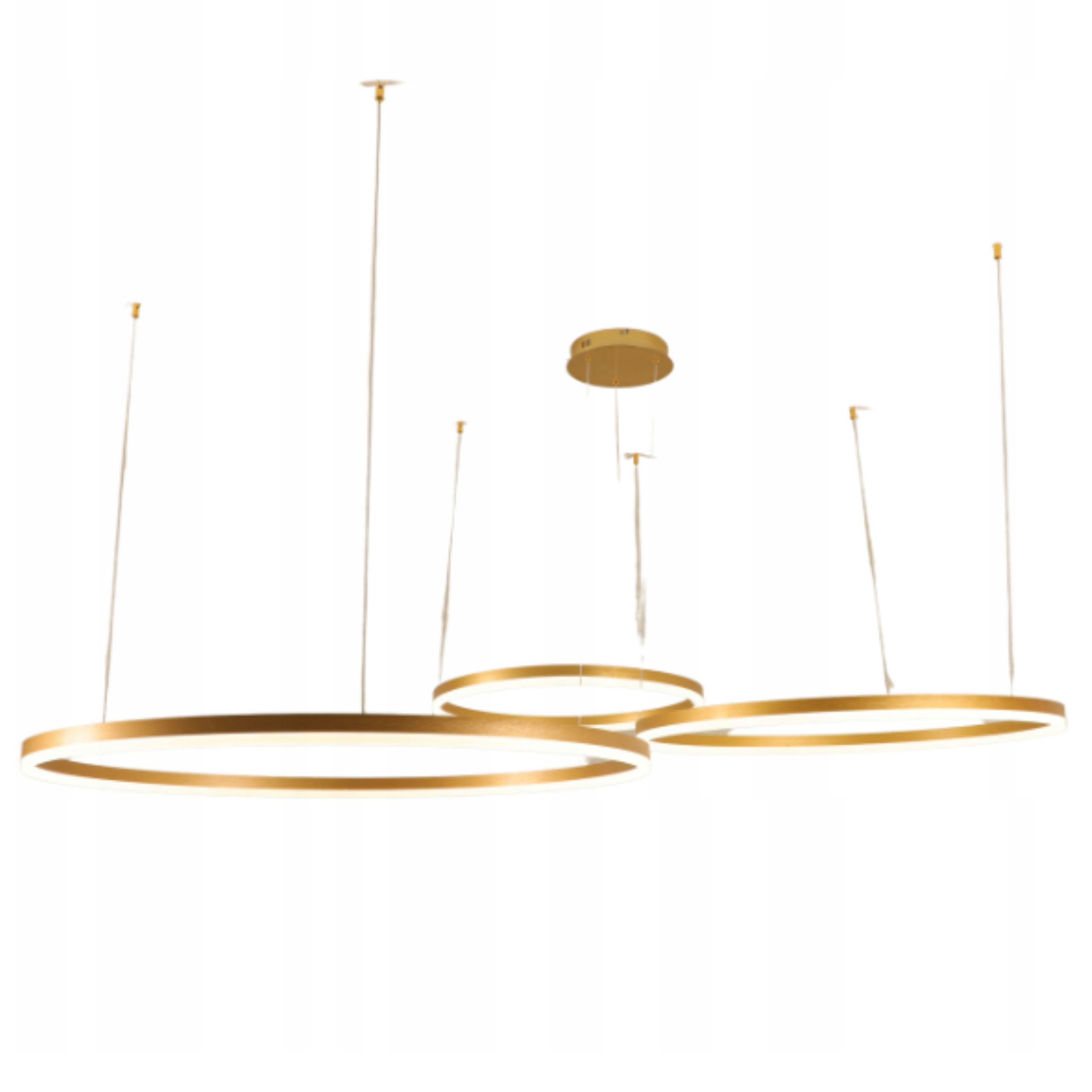 Lampa Sufitowa Wisząca Ring Led Żyrandol Nowoczesny B.neutralna Złota