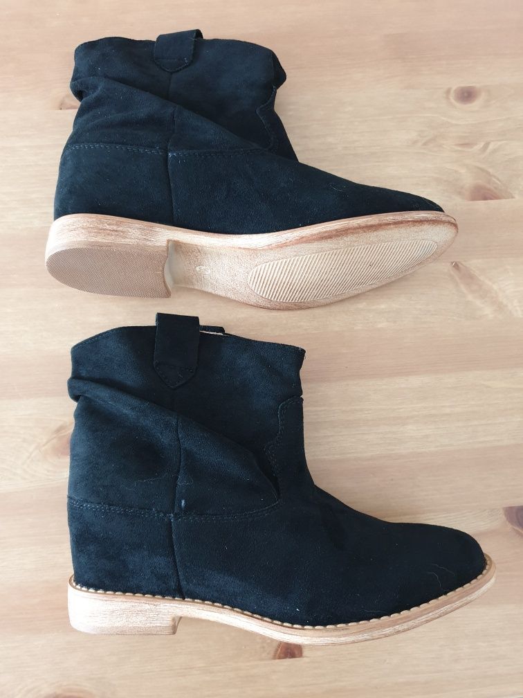 NOWE Czarne botki kozaki buty zamszowe rozmiar  39