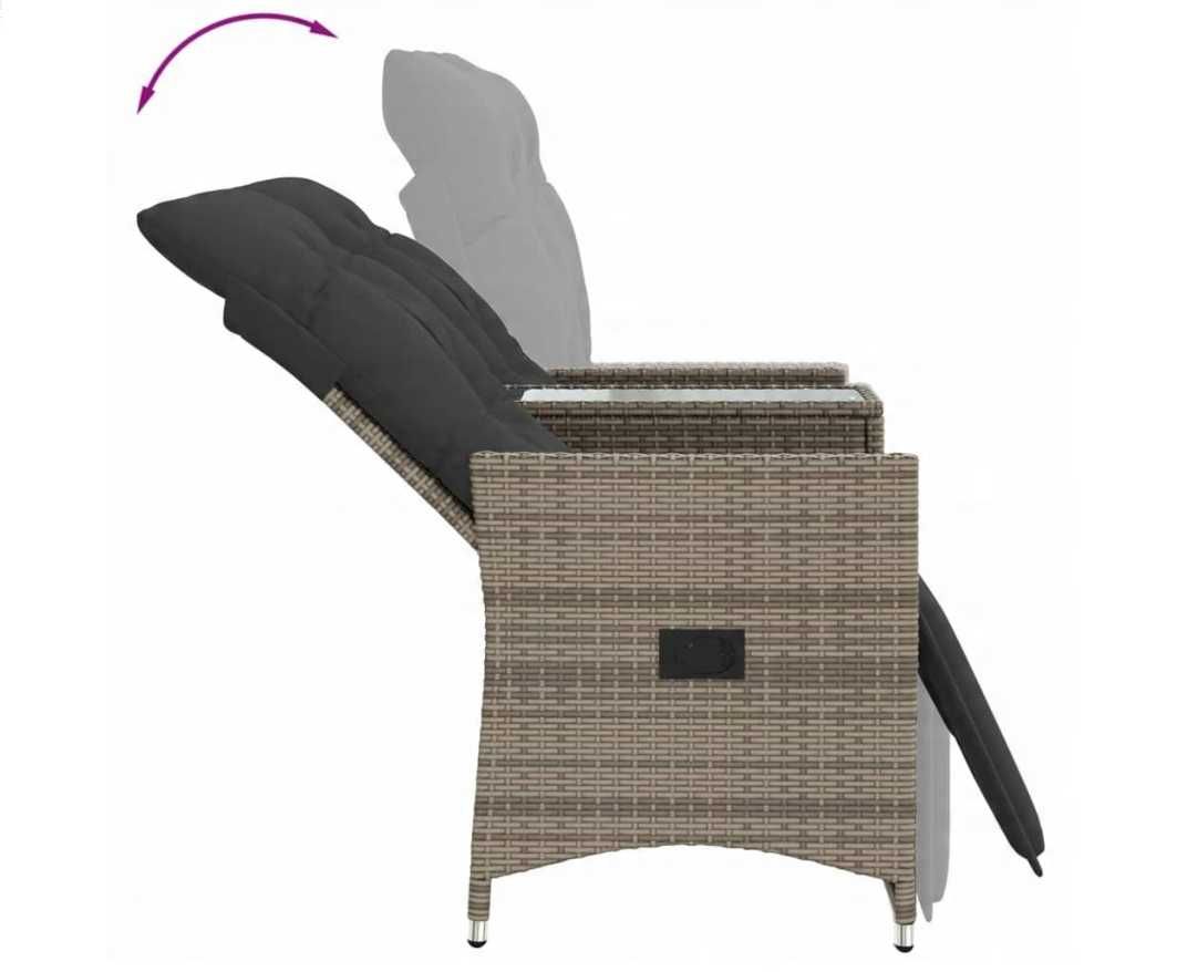 Rozkładana sofa ogrodowa, fotele dla 2 os., ze stolikiem, rattan