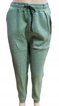 spodnie z kieszeniami ocieplane futerkiem 5/6xl zieleń hit nowość