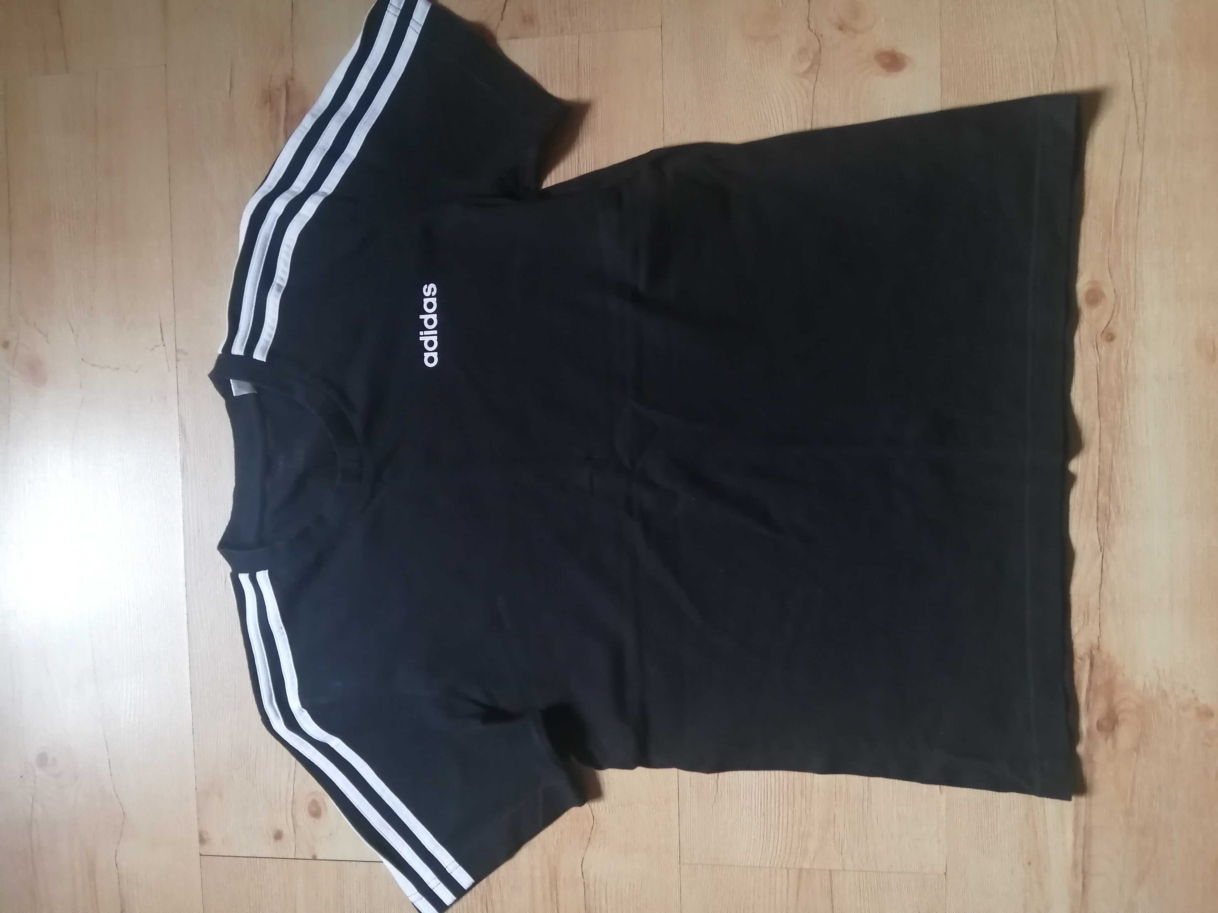 Adidas-t-shirt czarny koszulka bawełniana męska,chłopięca r.S\158-164