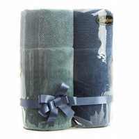 Komplet ręczników 2szt miętowy ciemny niebieski zestaw upominkowy