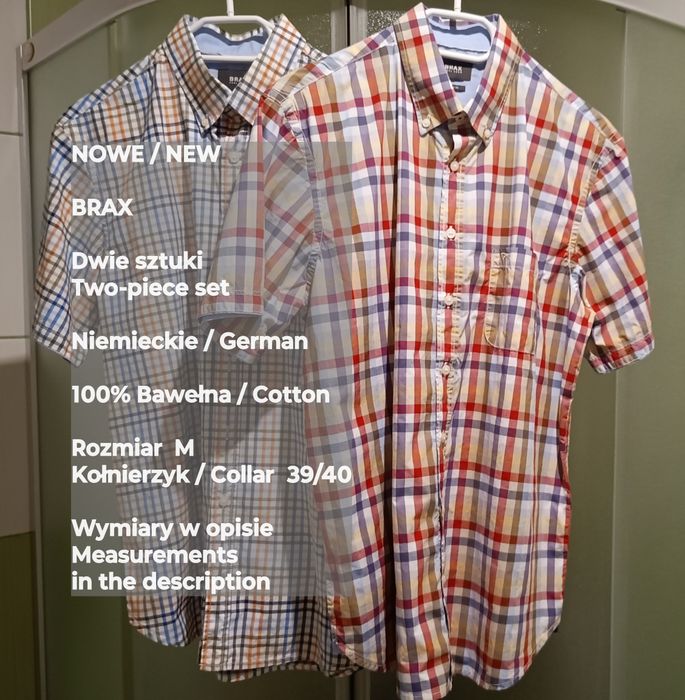 BRAX  Zestaw dwóch nowych koszul z krótkim rękawem, 100% Bawełna, M