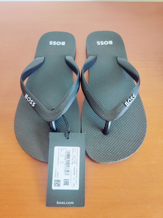 Chinelos de dedo pretos novos Hugo Boss Pacific