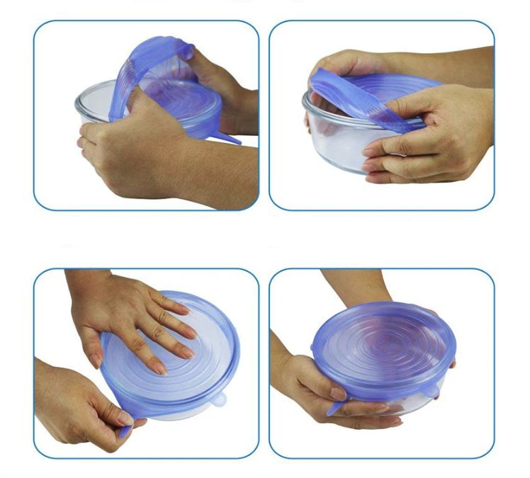 Pokrywki Silikonowe Uniwersalne Do Żywności Zestaw 6 Sztuk