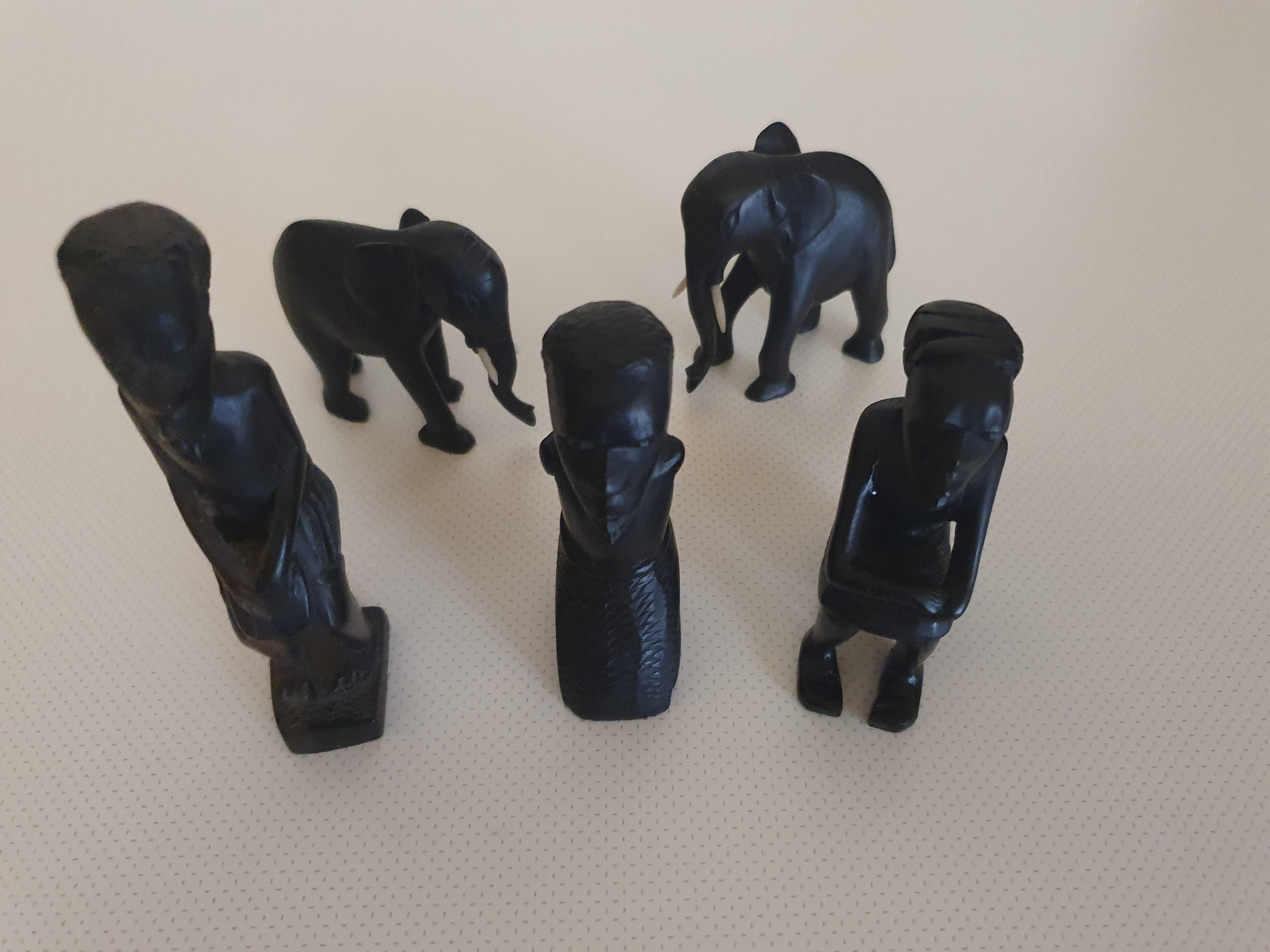 Arte Africana - 3 Figuras de Artesanato em pau preto - Anos 80