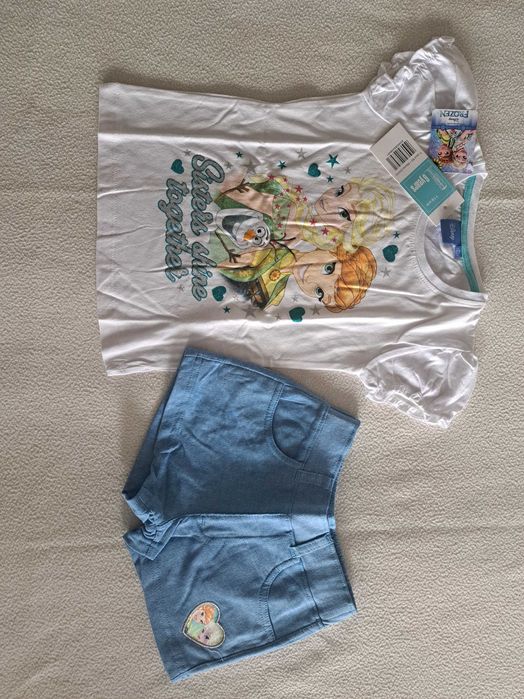 T-shirt + krótkie spodenki Disney Frozen -Kraina Lodu r.116/6 lat