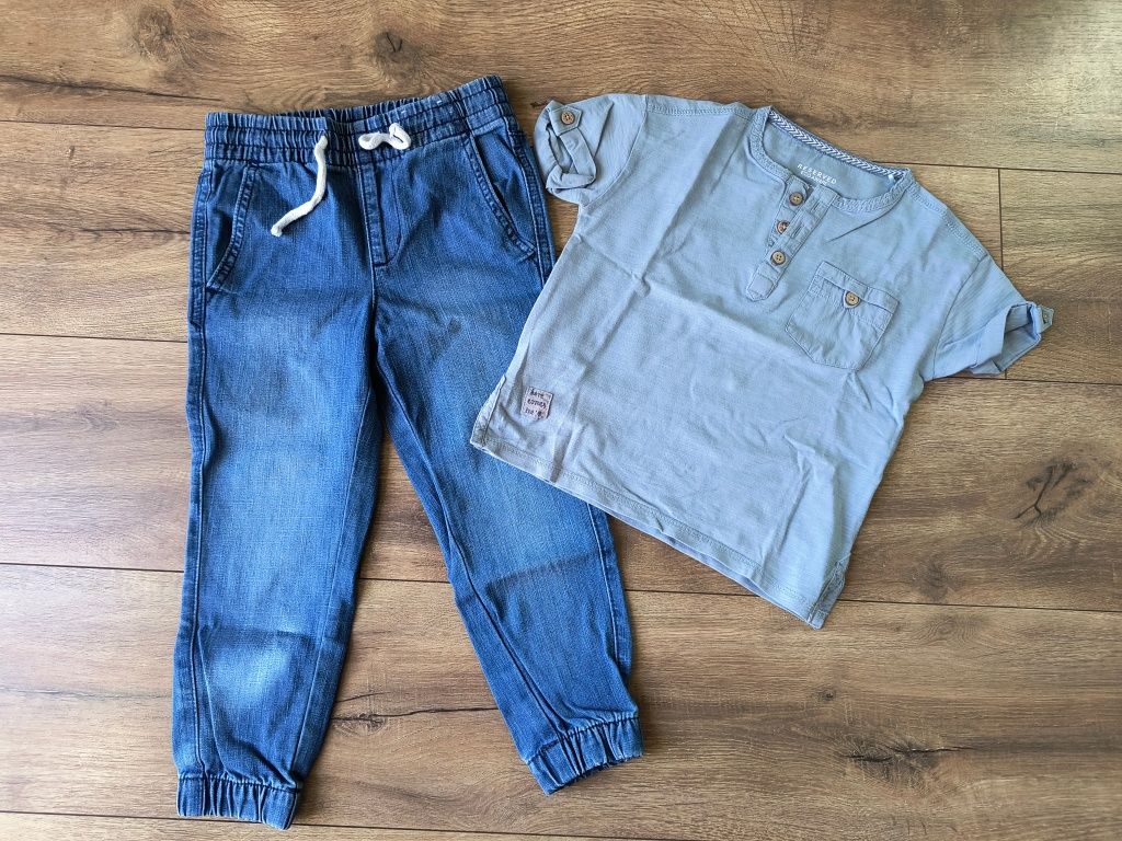 Jeansy H&M i bluzka Reserved rozmiar 104