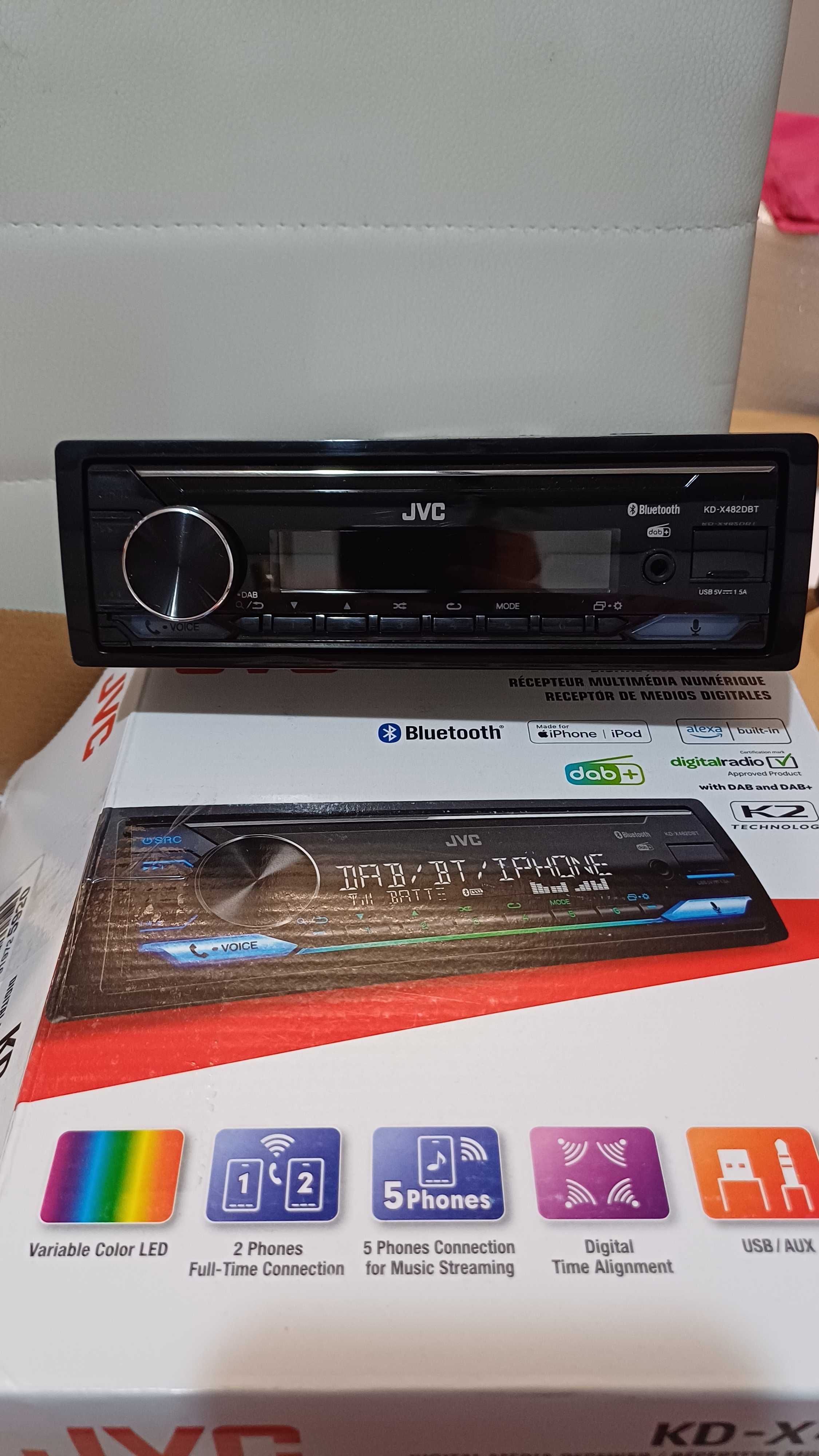 JVC KD-X482DBT Radio samochodowe AUX DAB / DAB+ Bluetooth VarioColor.