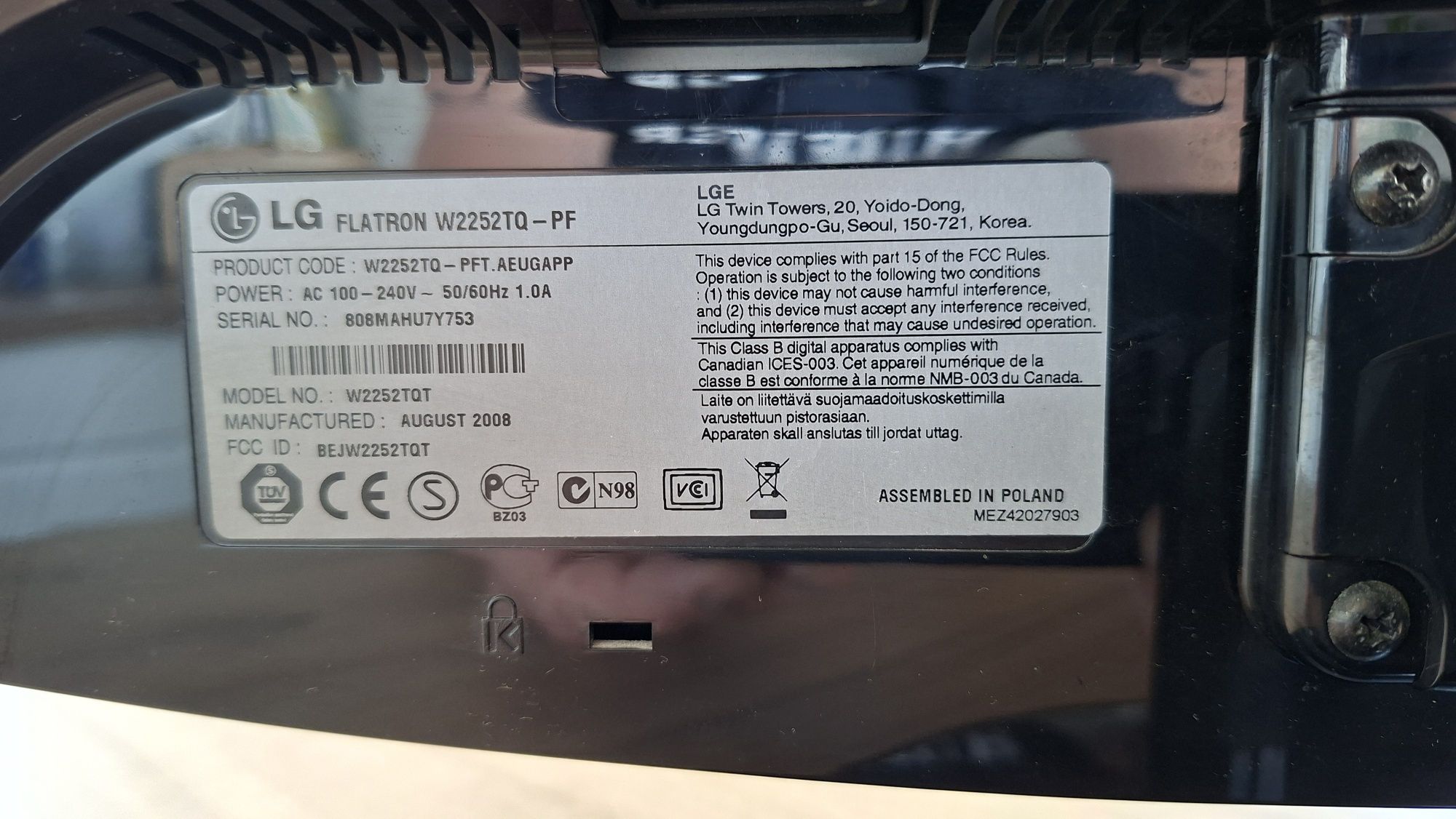 Monitor LCD LG 22 cale