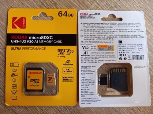 Карта пам'яті Kodak micro sd  64 ГБ Class 10 C10/U3/V30/A1 / 220 грн.