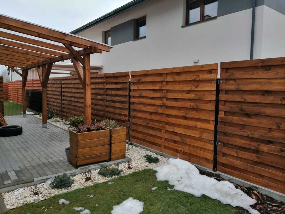 Płot Panele przęsła ogrodzeniowe lamelowe drewniane BARDZO SOLIDNIE