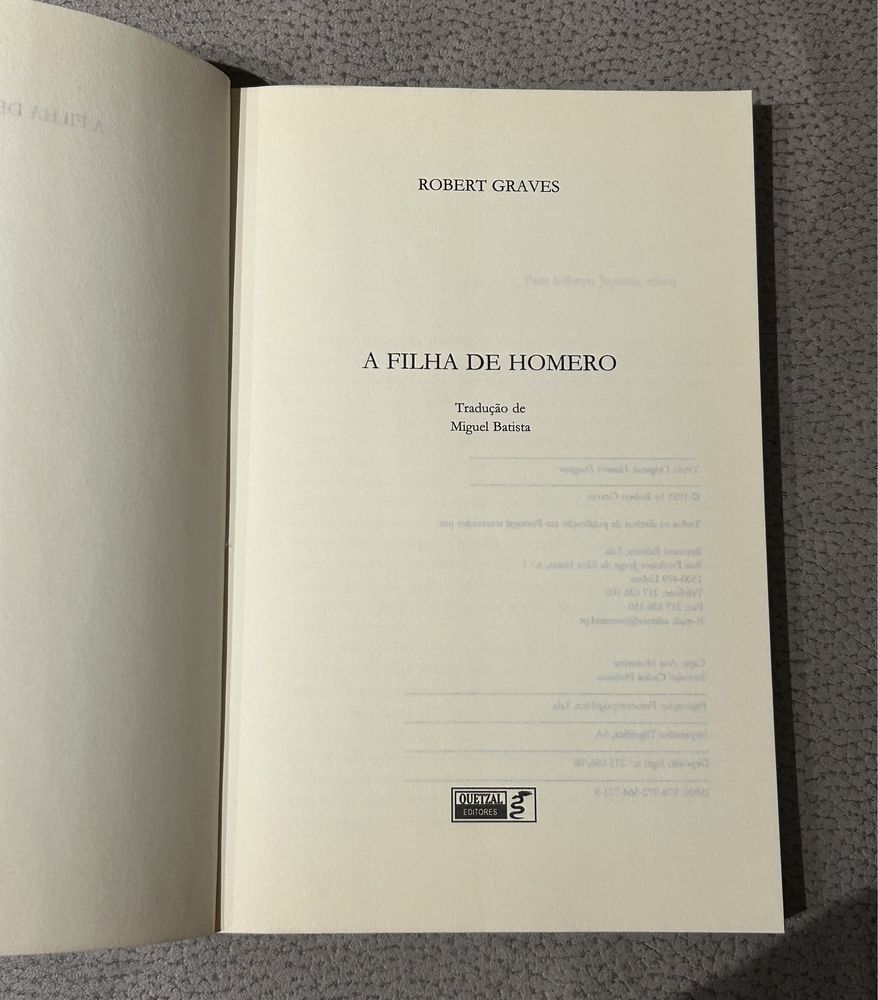 Livro “A Filha de Homero” de Robert Graves