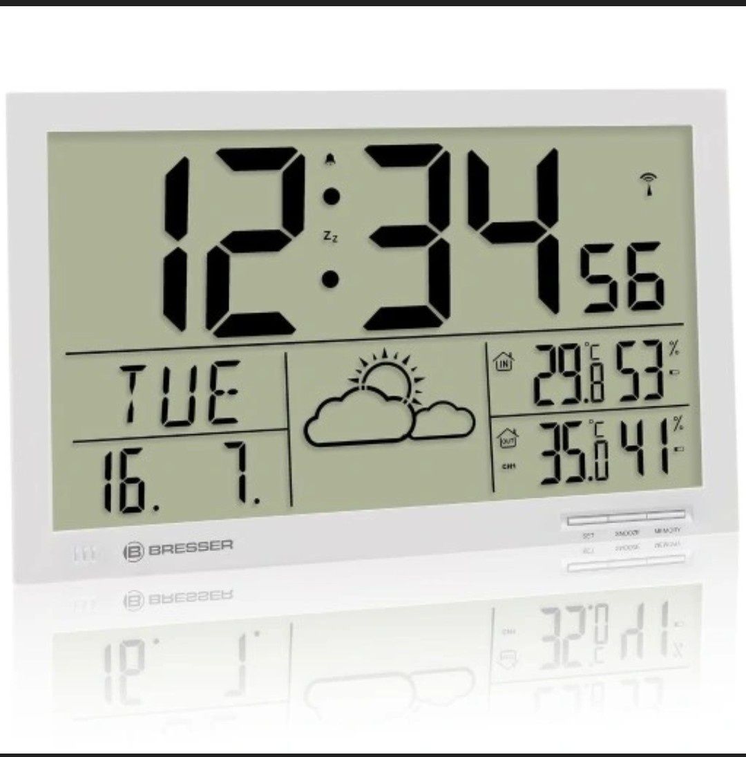 Zegar ścienny Bresser MyTime Jumbo LCD, biały