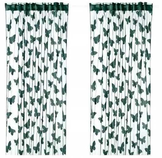 NOWE 145x300 IKEA NASSELFJARIL Firanki 2szt Zielone Motylki Firany
