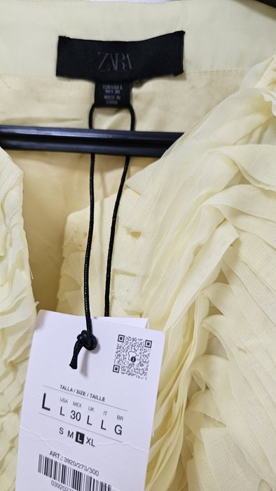 Nowa żółta strukturalna marynarka kurtka Zara L