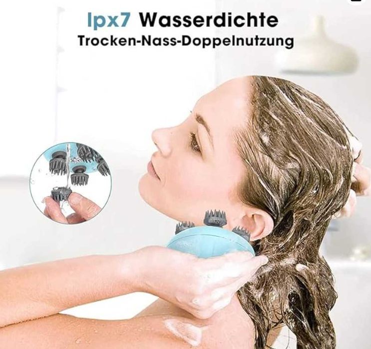 Elektryczny masażer głowy PERLEVI, wodoodporny łagodzenia stresu