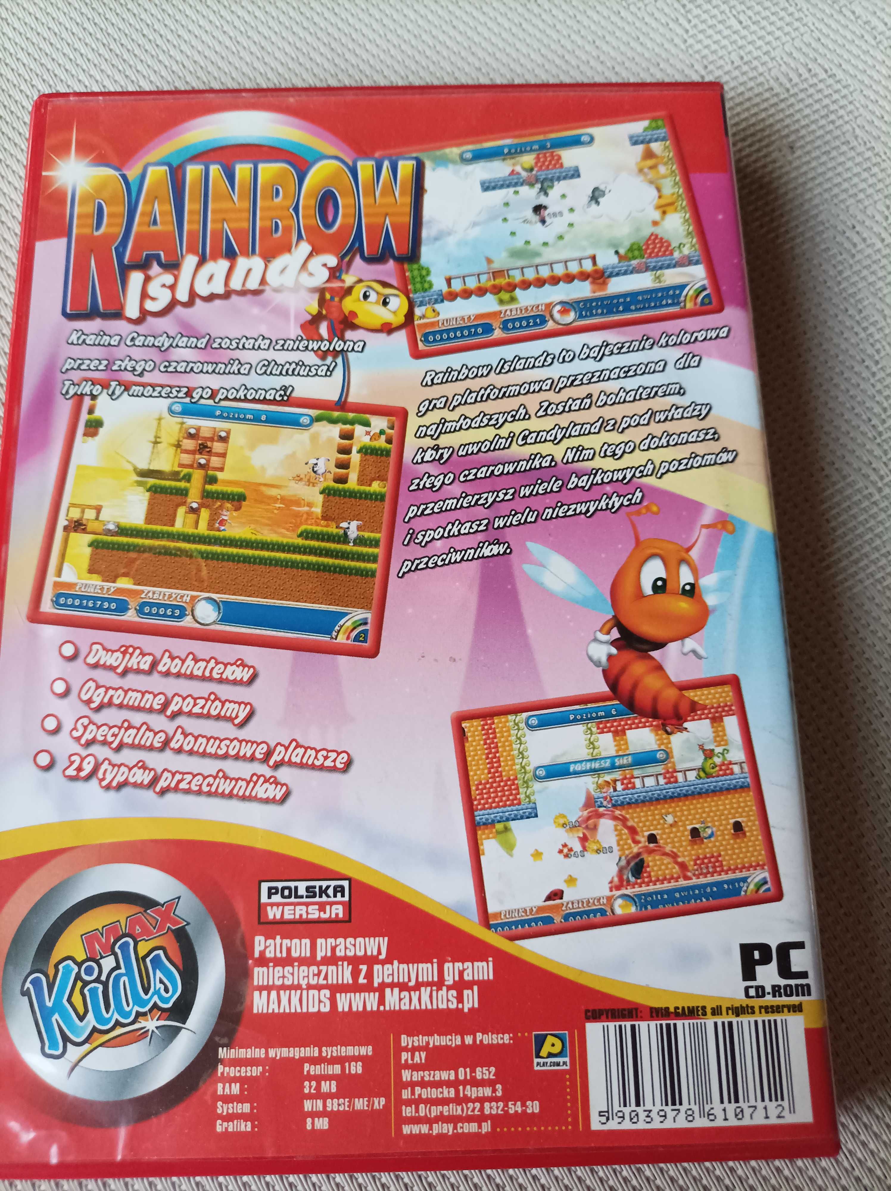 Rainbow islands bajkowa przygoda Stara gra PC rom Polska wersja