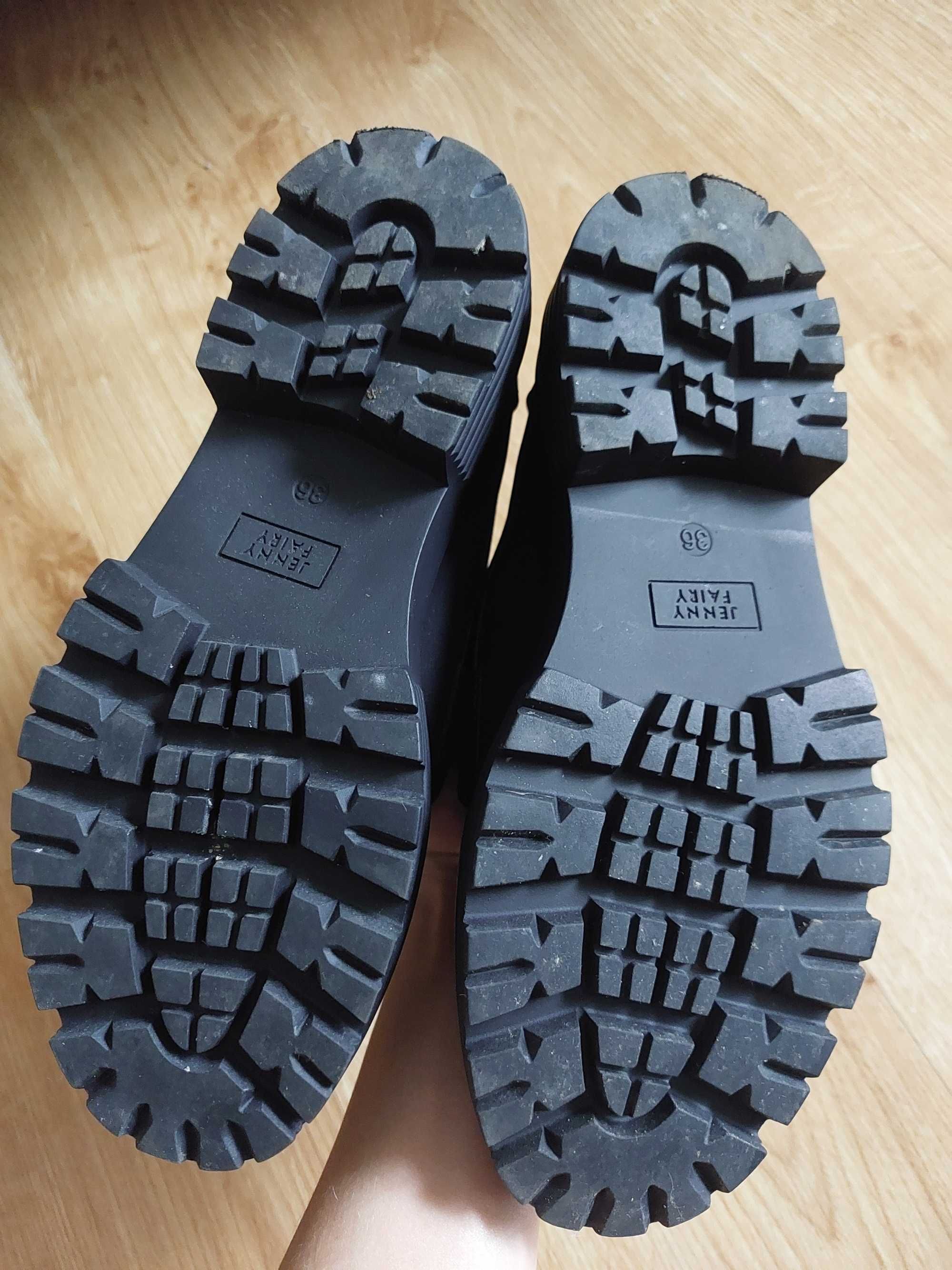 Mokasyny wsuwane Jenny molly czarne buty półbuty na platformie 36