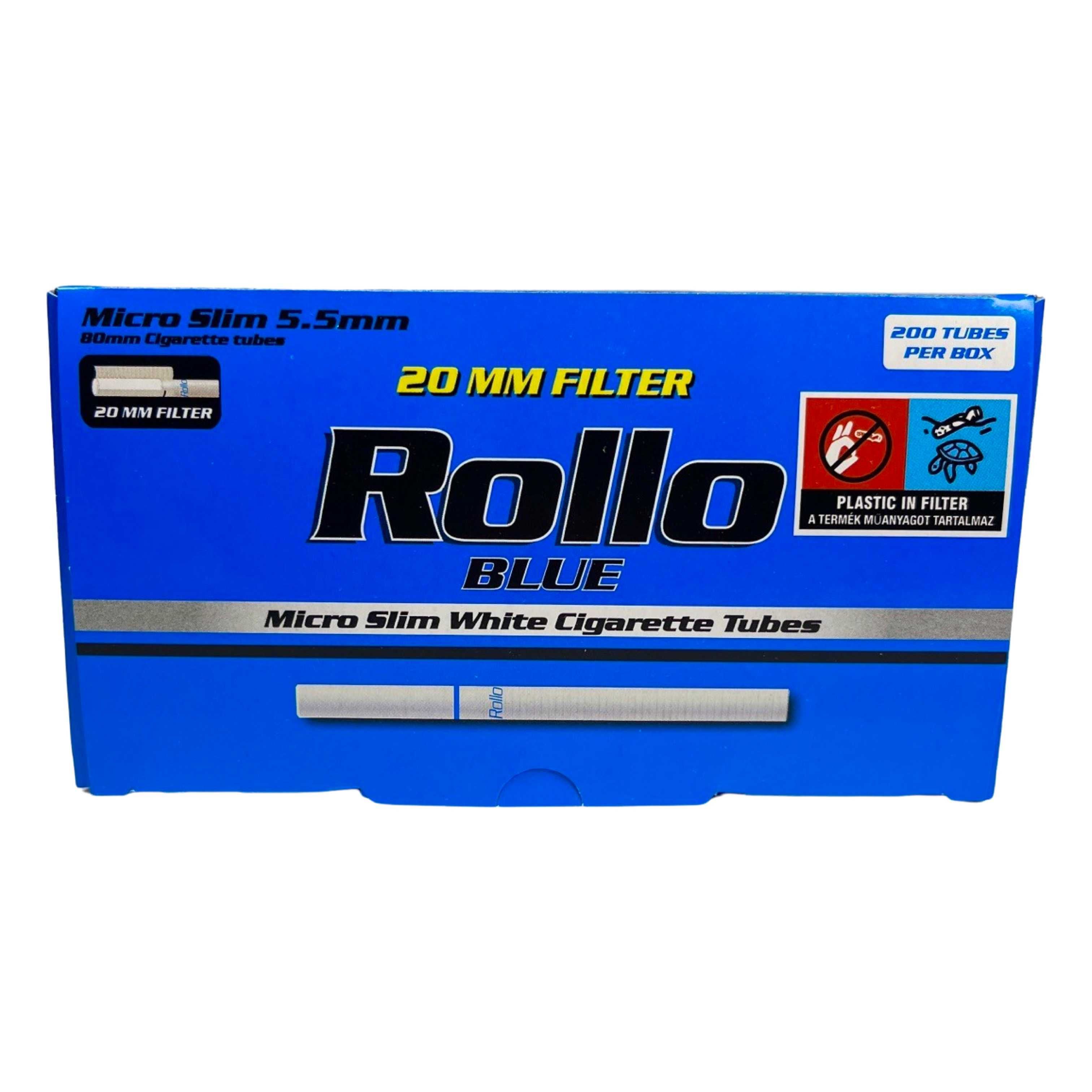 5 x ROLLO BLUE 5,5 mm 200 szt GILZY PAPIEROSOWE micro SLIM (80/20)