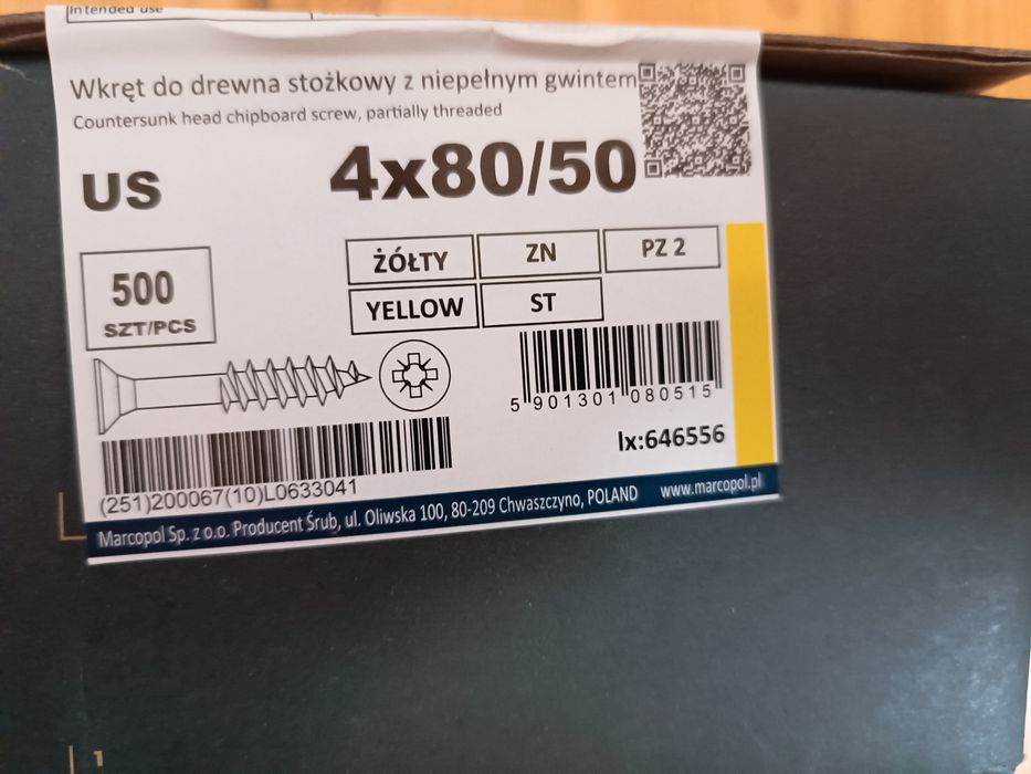 Саморізи жовті 4х80 мм