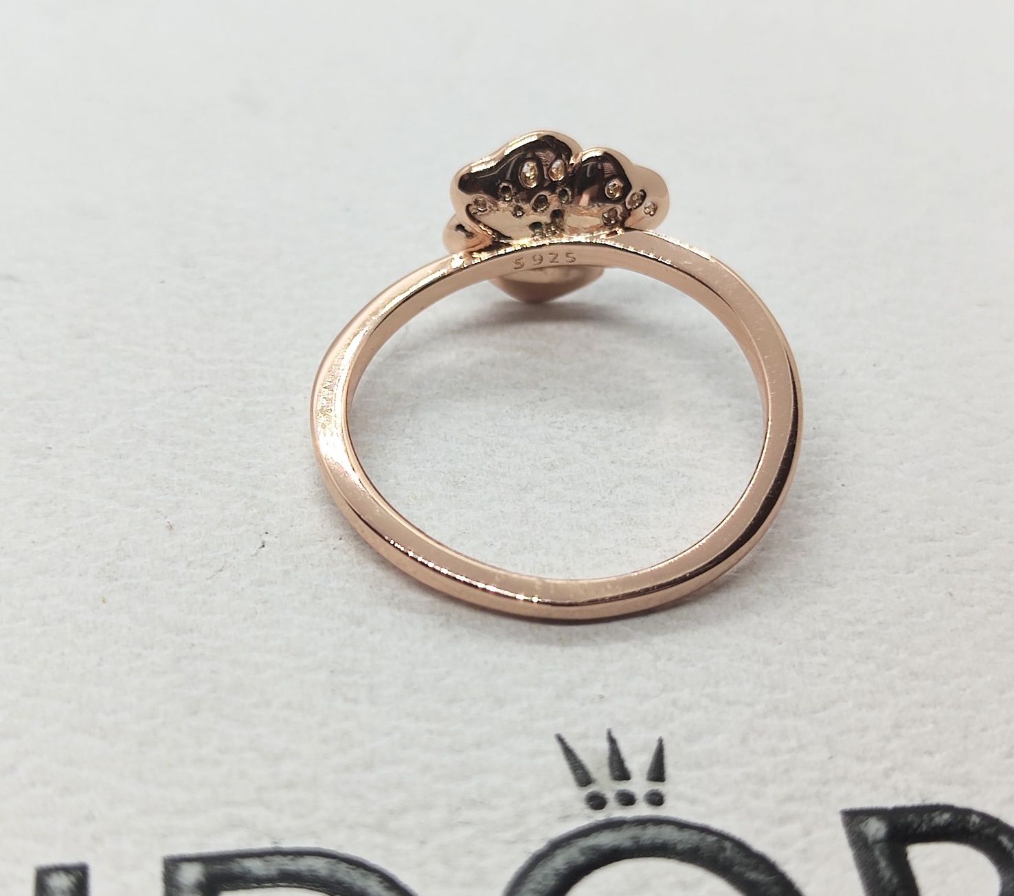 Pierścionek srebro rose gold kwiat bratek rozmiar 16