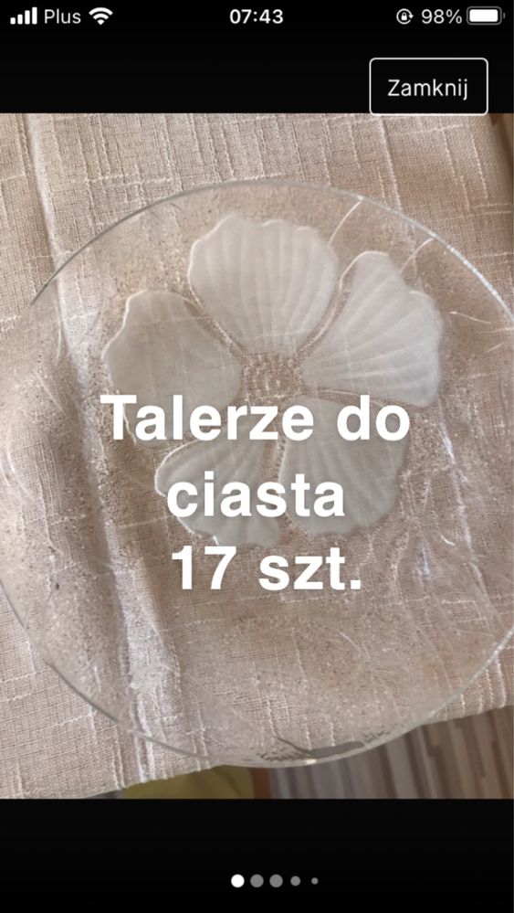 Zestaw talerzy deserowych do ciasta. 1 duży +16 małych.