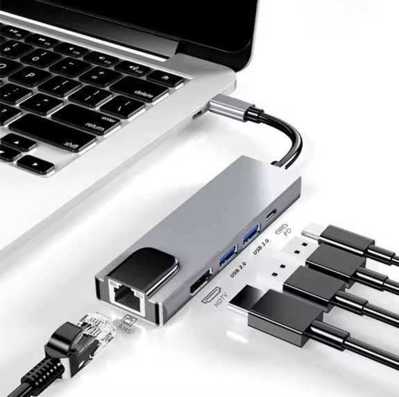 Usb type c Док станція Концентратор Адаптер HDMI PD card SD TF RJ45 4K