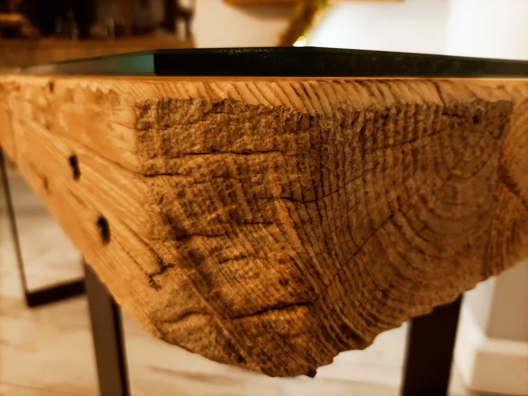 Stolik kawowy drewno metal loft