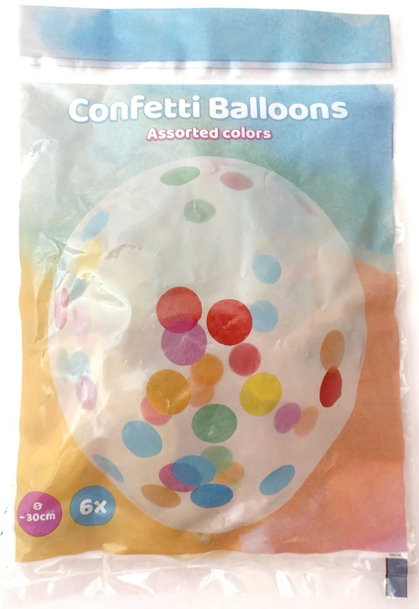 Balony z konfetti 30 cm 6 sztuk.