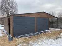Garaż z wiatką 9mx6m blacha drewnopodobna profil konstrukcja STALMARKT