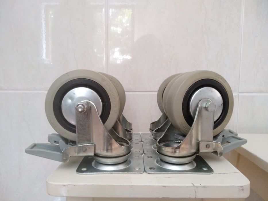 Duas Mecanarte 100 x 32 com travão, giratório  - 6 rodízios