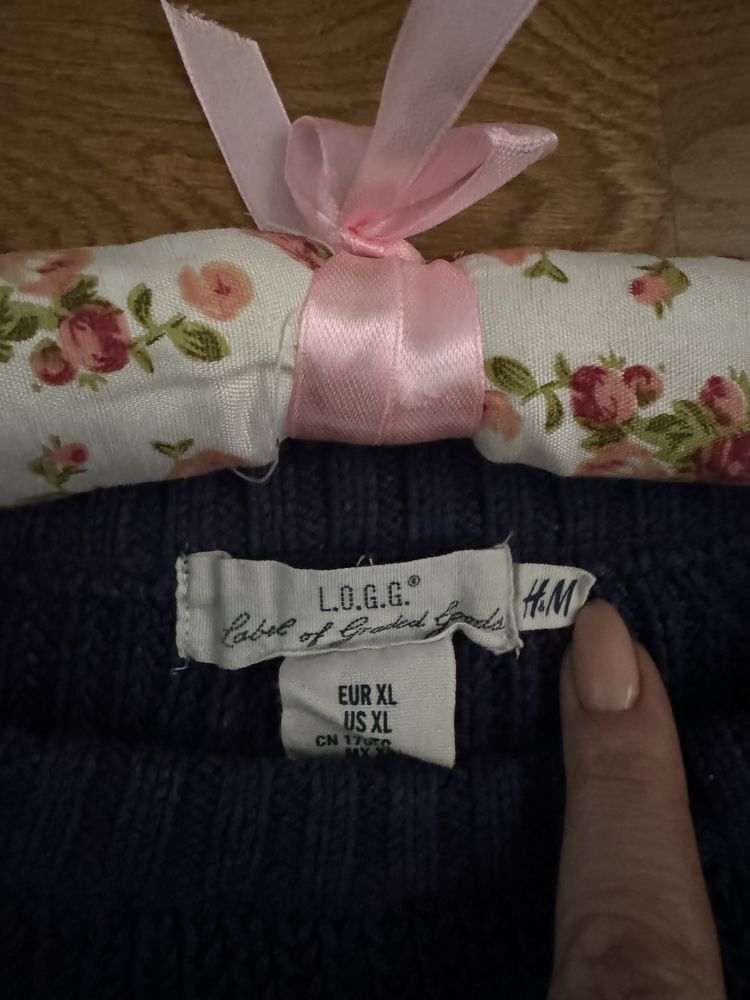 Gruby sweter H&M granat XL oversize