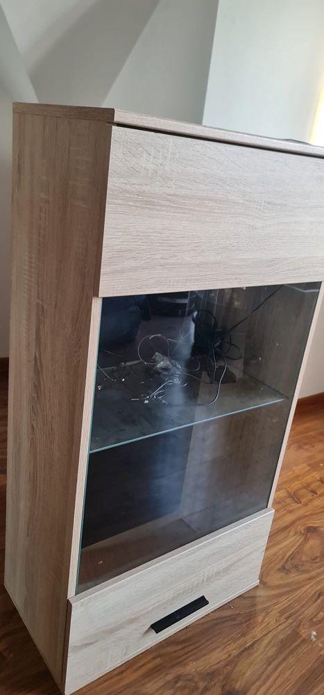 Komplet 2 szafek stojaca oraz wiszaca z polkami 55x32x106